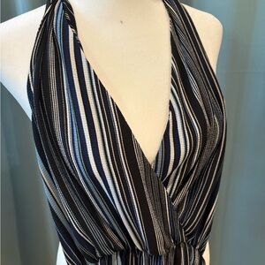 Almost Famous Striped Halter Top Jumpsuit